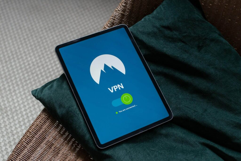 VPN logo on locked tablet