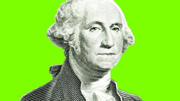 Black and white pencil-stitch image of George Washington
