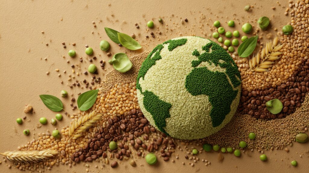 Globe of grains and rice