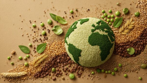 Globe of grains and rice