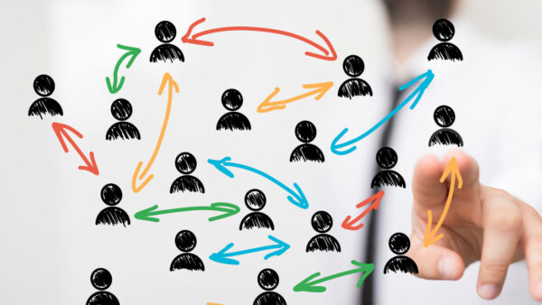 social network connection for online business background concept