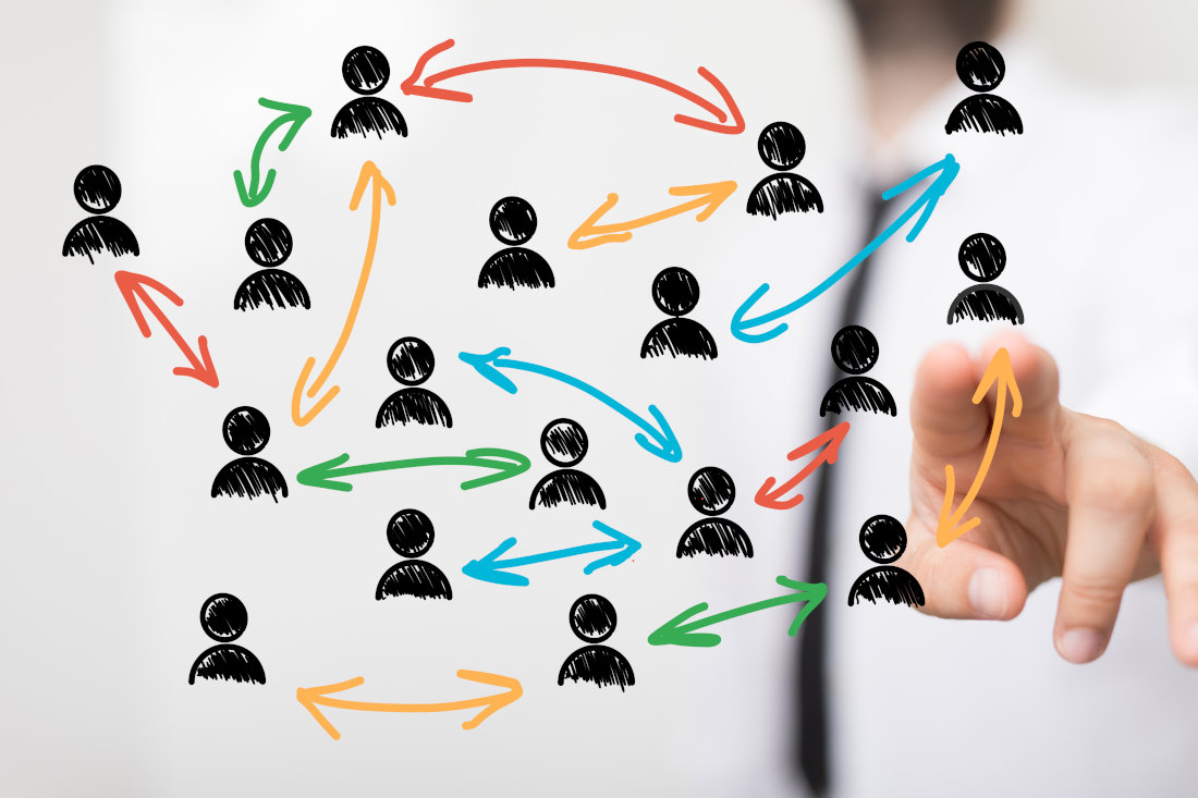 social network connection for online business background concept