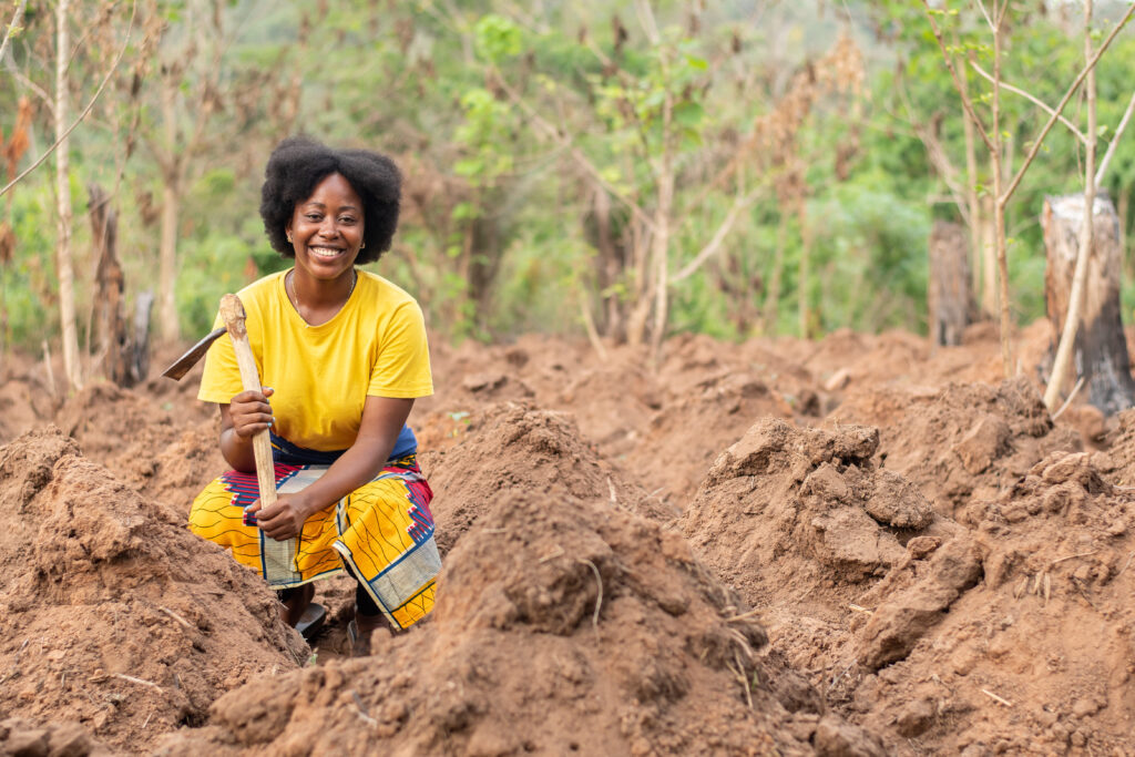 Female African farmer working on a farm