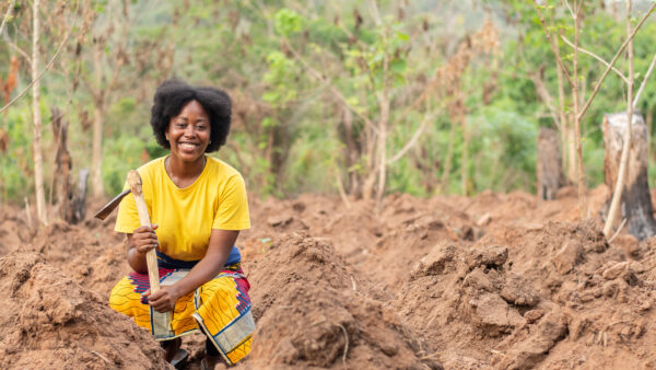 Female African farmer working on a farm