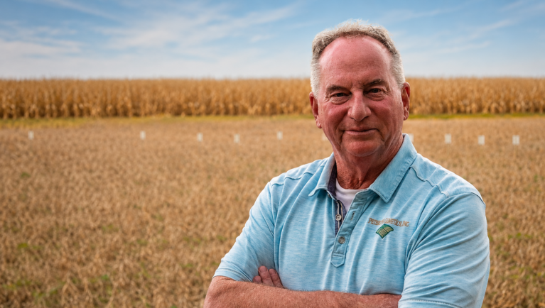 Mike Peterson, CEO and owner of Peterson Genetics, stands in a soybean field reflecting on innovation and growth opportunities for independent seed companies.