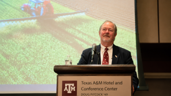 USDA Under Secretary Scott Hutchins addresses attendees at the National Association of Plant Breeders meeting at Texas A&M University.