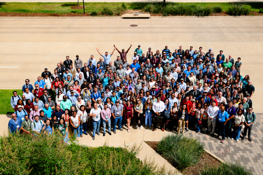 Attendees of the 2026 National Association of Plant Breeders annual meeting gather for a group photo at Texas A&M University.