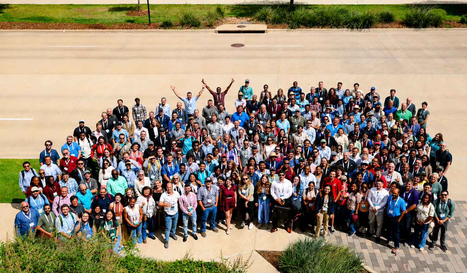 Attendees of the 2026 National Association of Plant Breeders annual meeting gather for a group photo at Texas A&M University.