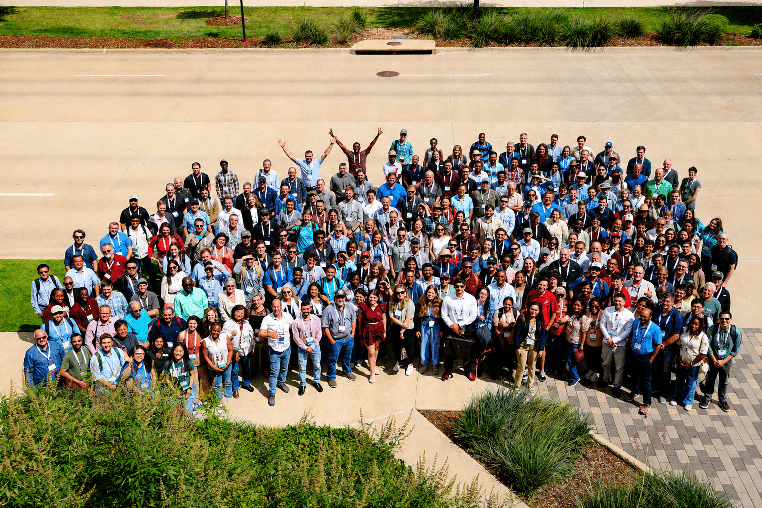 Attendees of the 2026 National Association of Plant Breeders annual meeting gather for a group photo at Texas A&M University.
