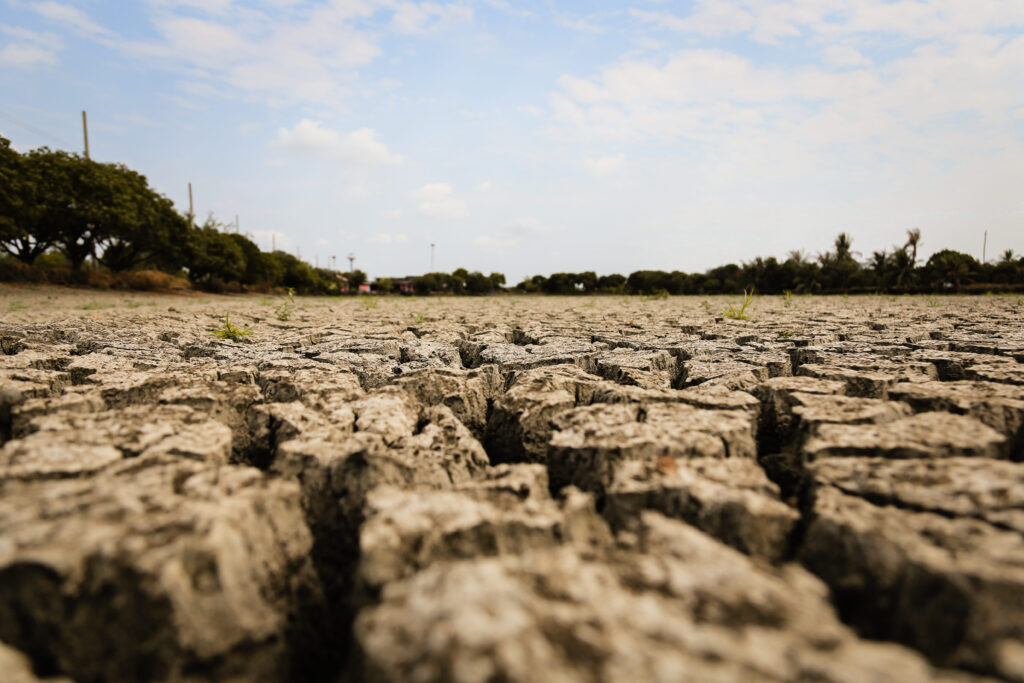 Concept of global warming, hot and dry climate,change climate,land for perennial crops