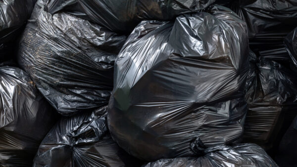 waste, pile of black garbage bags, plastic waste problem and environmental pollution, plastic waste, suitable for recycling and waste management concept